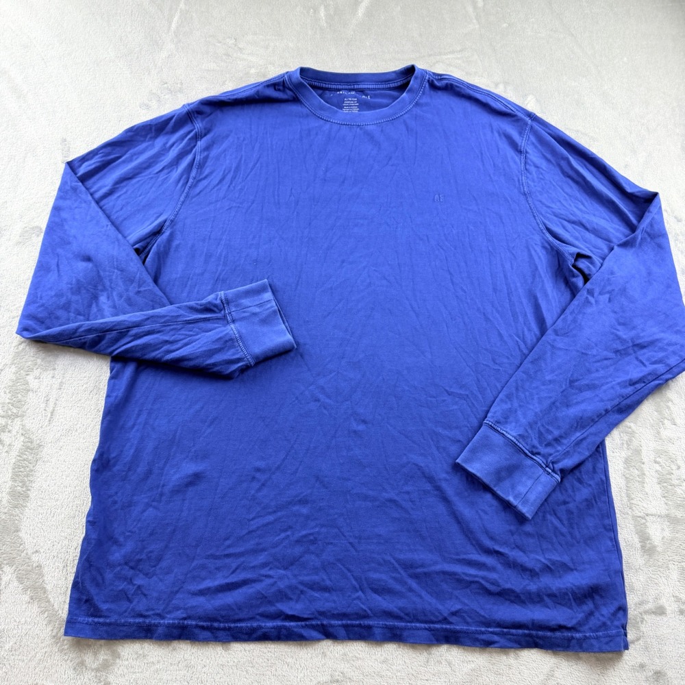 American Eagle Men's XL Long Sleeve T-Shirt Blue Standard Fit Cotton AE Logo